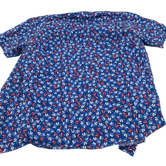 Crown & Ivy Men's Blue Floral Button-Up Shirt Classic Fit sz Large Short Sleeve - Picture 5 of 5